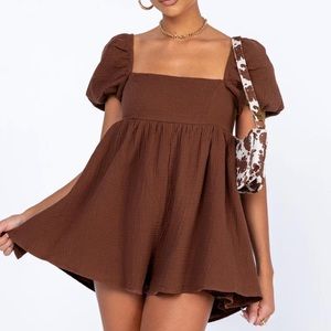 Princess Polly LORNA ROMPER BROWN *never worn*